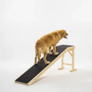 PawHut Dog Ramp For Bed, Pet Ramp For Dogs With Non-Slip Carpet And Top Platform, 74 X 16 X 25, Natural