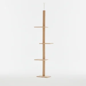 PawHut Floor-to-Ceiling Cat Tree Cat Climbing Tower With Sisal-Covered Scratching Posts Natural Cat Tree