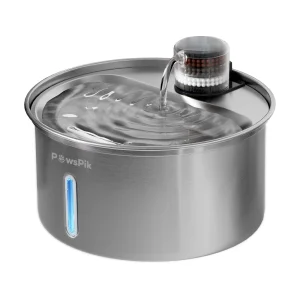 PawsPik Dog & Cat PureFlow MAX Stainless Steel Curve Water Fountain, 3.2 L