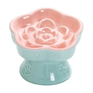 PawsPik Dog & Cat Raised Ceramic Slow Feeder Bowl