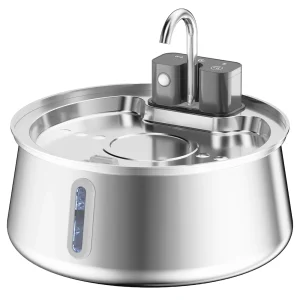 PawsPik Dog & Cat Stainless Steel Battery-Operated Circular Water Fountain - 4 Liter