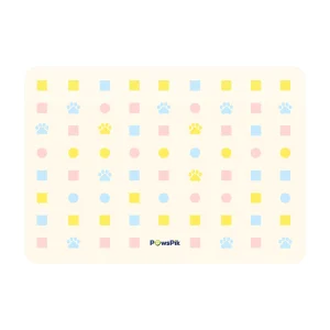 PawsPik Fast-Absorbing Waterproof Non-Slip Rubber Feeding Mat for Dogs & Cats, Pastel Paw Toss