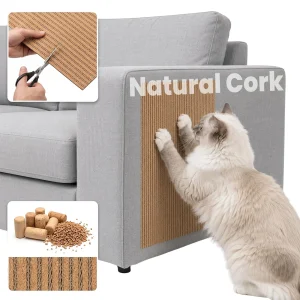 PawsPik Flexible Cork Surface-Protecting Cat Scratch Mat, Brown, 40L x 12W in