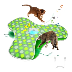 PawsPik Interactive Hide & Seek Concealed Feather Cat Toy - Green