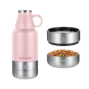 PawsPik Travel 3-in-1 Dog Water Bottle & Bowl Set