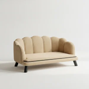 Pearl Design Pet Sofa for Medium and Large Sized Dogs, Pet Bed with Cushion and Solid Wood Legs, Coffee