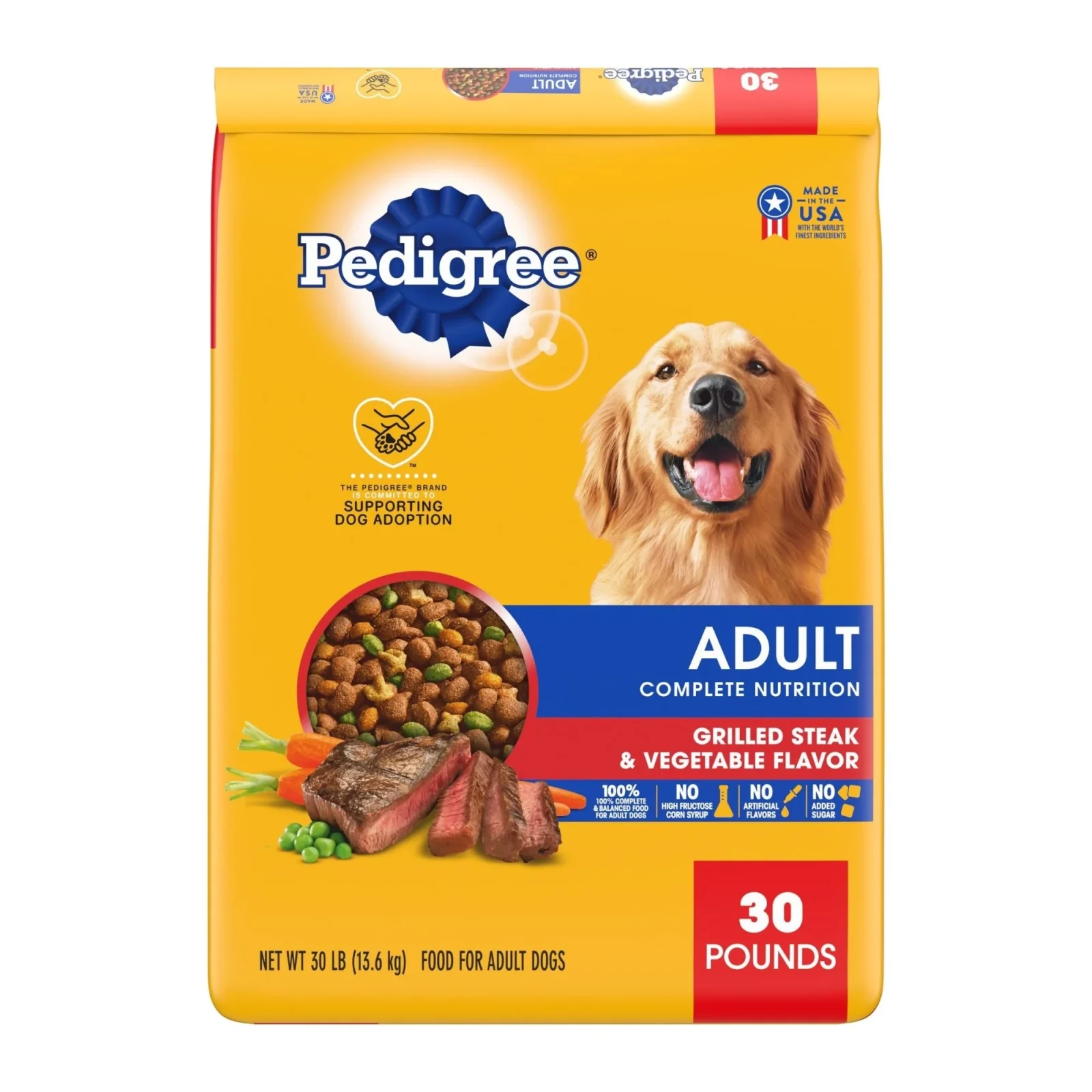 Pedigree Adult Steak and Vegetable Dry Dog Food 30lb