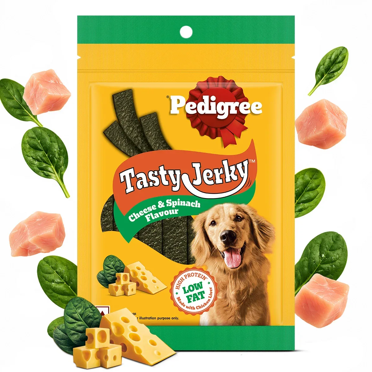 Pedigree Cheese & Spinach Tasty Jerky Dog Treats