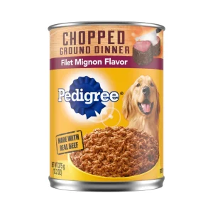 Pedigree Chopped Ground Dinner Adult Wet Dog Food, Filet Mignon, 13.2 oz, 12-Pack