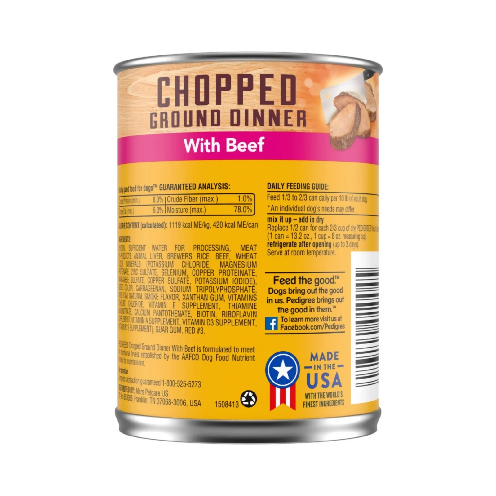 PEDIGREE Chopped Ground Dinner with Beef Canned Dog Food 12ea/22oz - Image 2