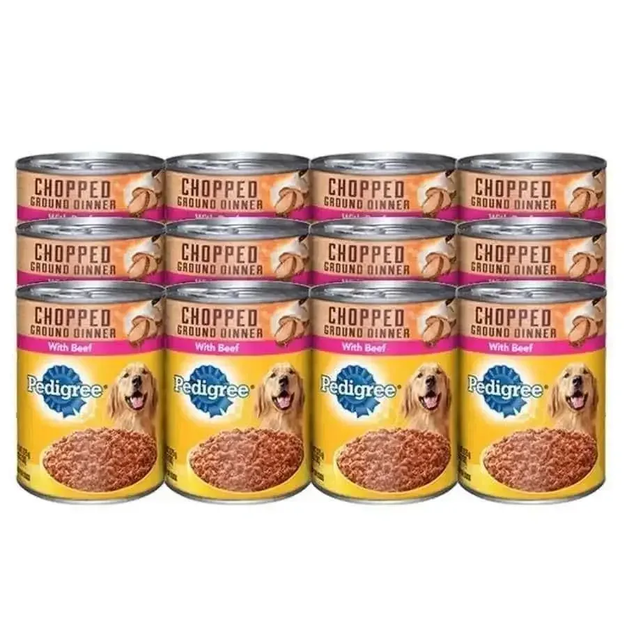 Pedigree Chopped Ground Dinner with Beef Canned Dog Food 13.2 oz, 12 pk