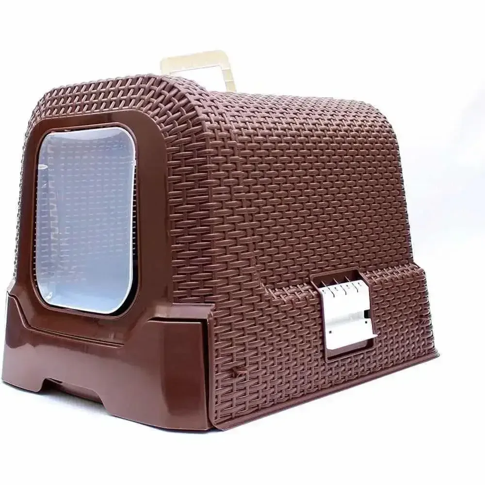 Penn-Plax Deluxe Covered Litter Box with Removable Tray, Scoop, and Bags