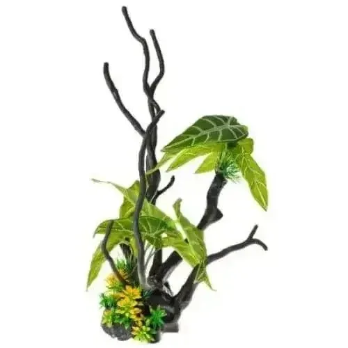 Penn Plax Driftwood Aquarium Plant – Tall Green, 15" with Weighted Base