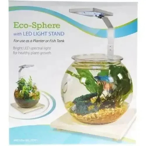 Penn Plax Eco-Sphere Bowl with Plant-Grow LED Light