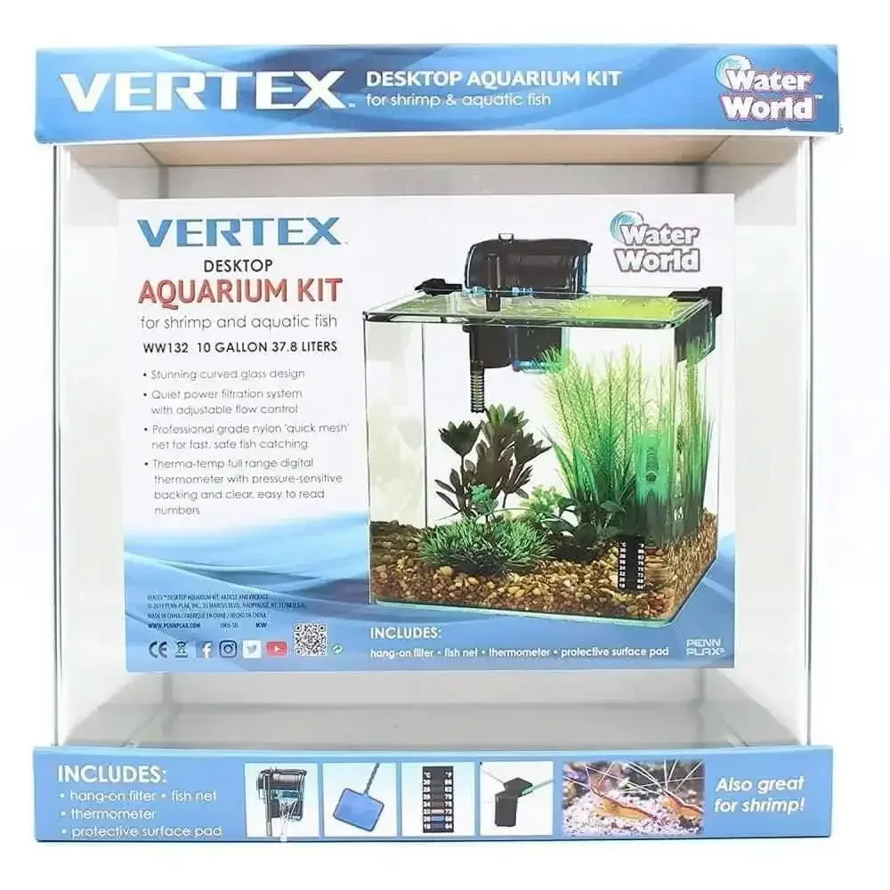 Penn-Plax Water-World Vertex Fish Tank Kit Perfect for Shrimp & Small Fish