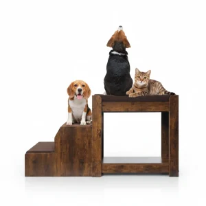Pet Bunk Bed With Removable Step For Dogs And Cats