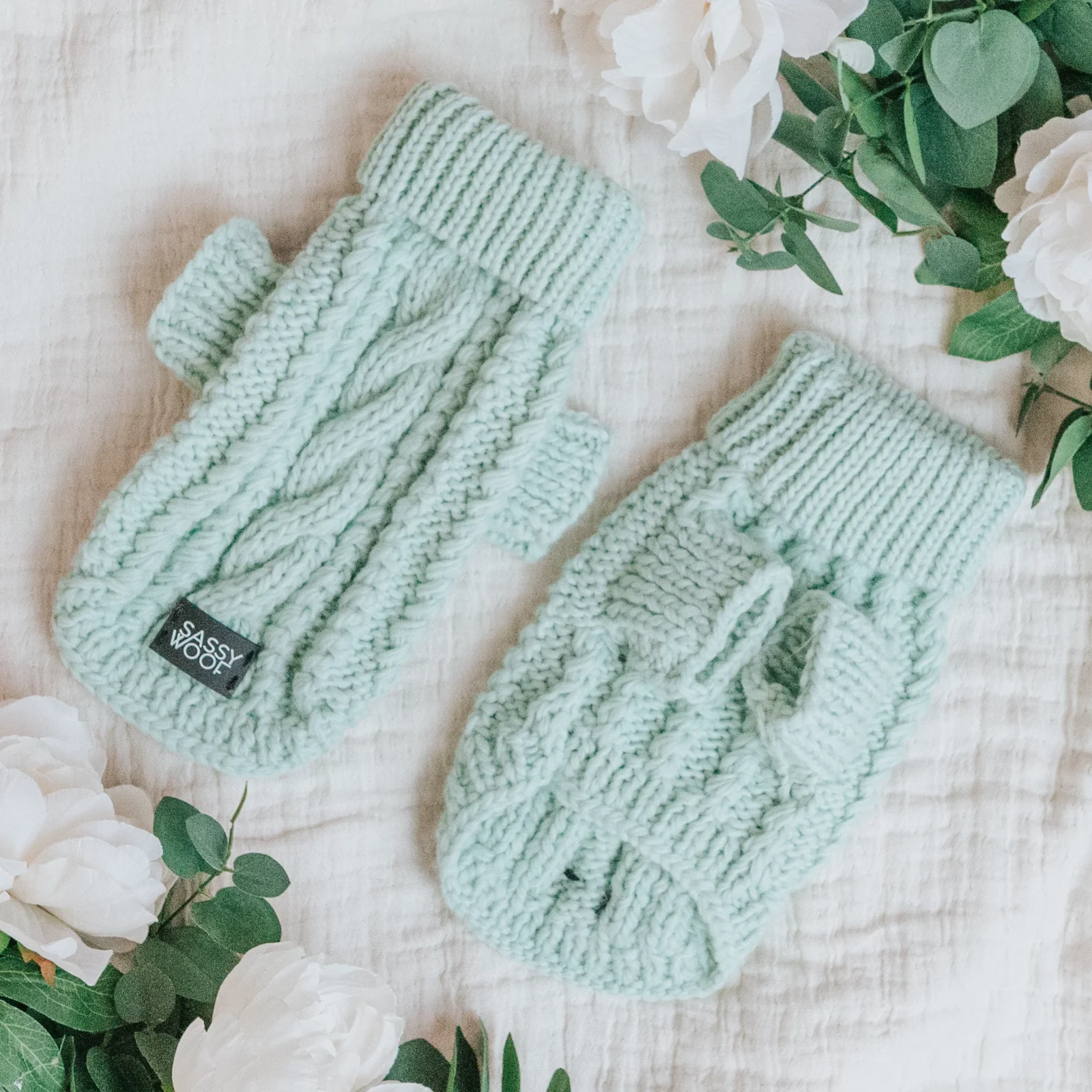 Pet Cable Knit Sweater - Mint