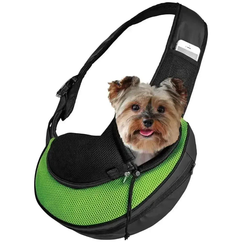 Pet Carrier Expandable Sling Bag Small Dog, Puppy and Cat Carrier Front Shoulder Backpack w/Harness