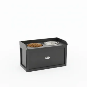 Pet Feeding Station Pet Dish Bowl Set with Storage, 2 Elevated Dog Bowls for Large Sized Dogs, Black