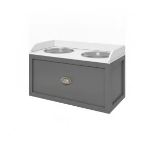 Pet Feeding Station Pet Dish Bowl Set With Storage, 2 Elevated Dog Bowls For Large Sized Dogs, Gray