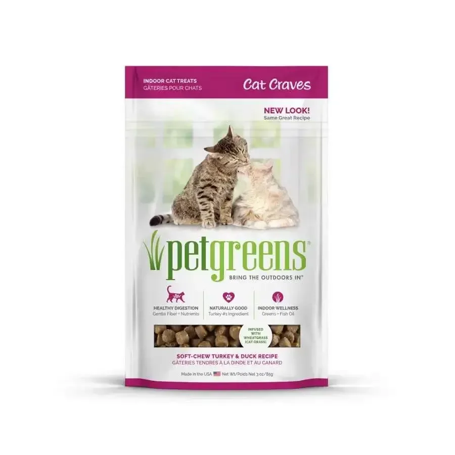 Pet Greens Cat Craves Semi-Moist Cat Soft Treat Turkey & Duck 3 oz