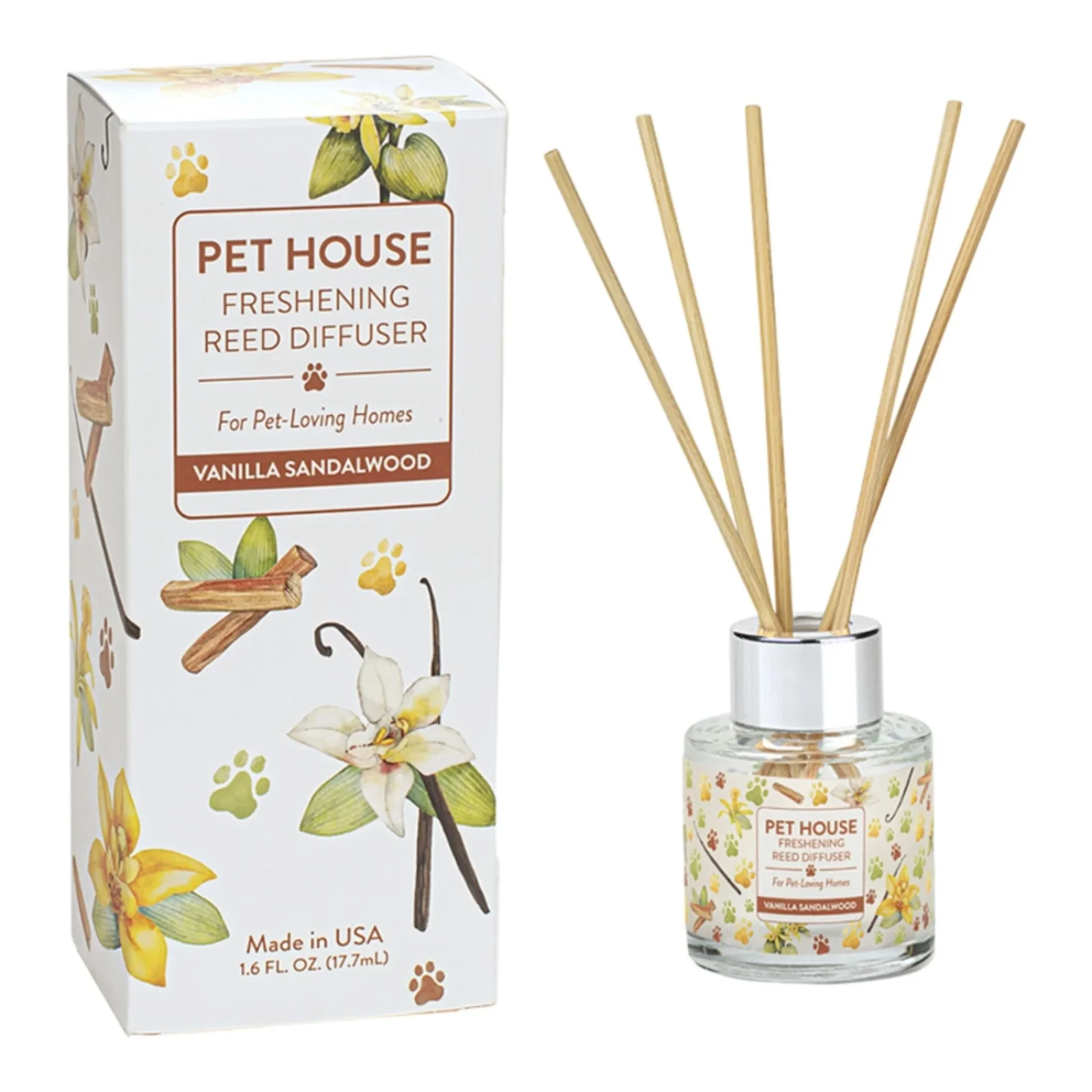 Pet House Vanilla Sandalwood Reed Diffuser - 4 Count