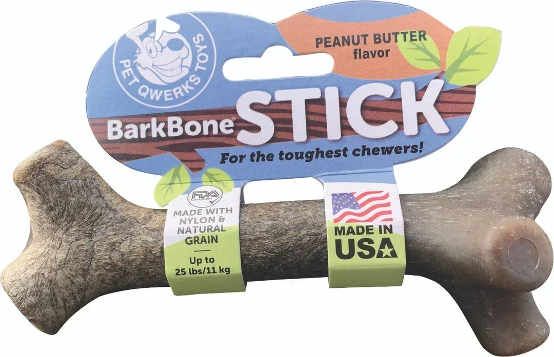 PET QWERKS BARKBONE STICK USA NYLON DOG CHEW Small Peanut Butter