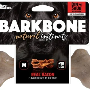 Pet Qwerks Dinosaur Barkbone Bacon Medium