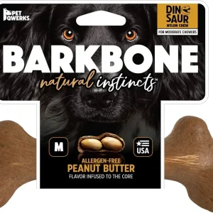Pet Qwerks Dinosaur Barkbone Peanut Butter Medium