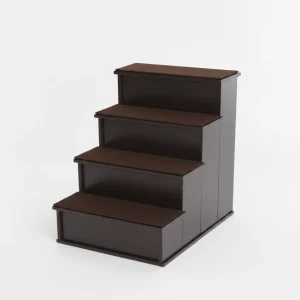 Pet Stairs, Small Pet Steps with Cushioned Removable Covering for Dogs and Cats Up To 22 lbs, Brown