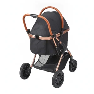 Pet Stroller, 4 Wheels Dog Stroller Rotate With Brakes, 66 Lbs Weight Capacity, Puppy Stroller With Detachable