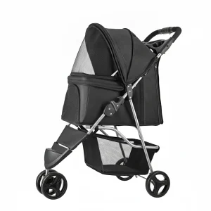 Pet Stroller Foldable 3 Wheels Dog Stroller With Brake Up To 35lbs Travel Camp