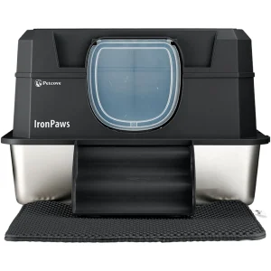 Petcove® IronPaws Stainless Steel Litterbox W/ High Walls For All Size Cats, Scoop Included