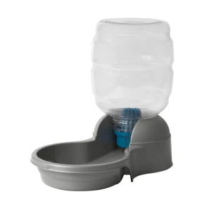 PetMate Replendish Dog Feeder & Waterer, 1 Gallon, Silver, Filter Included