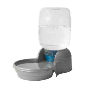 PetMate Replendish Dog Feeder & Waterer, 2.5 Gallon, Silver, Filter Included