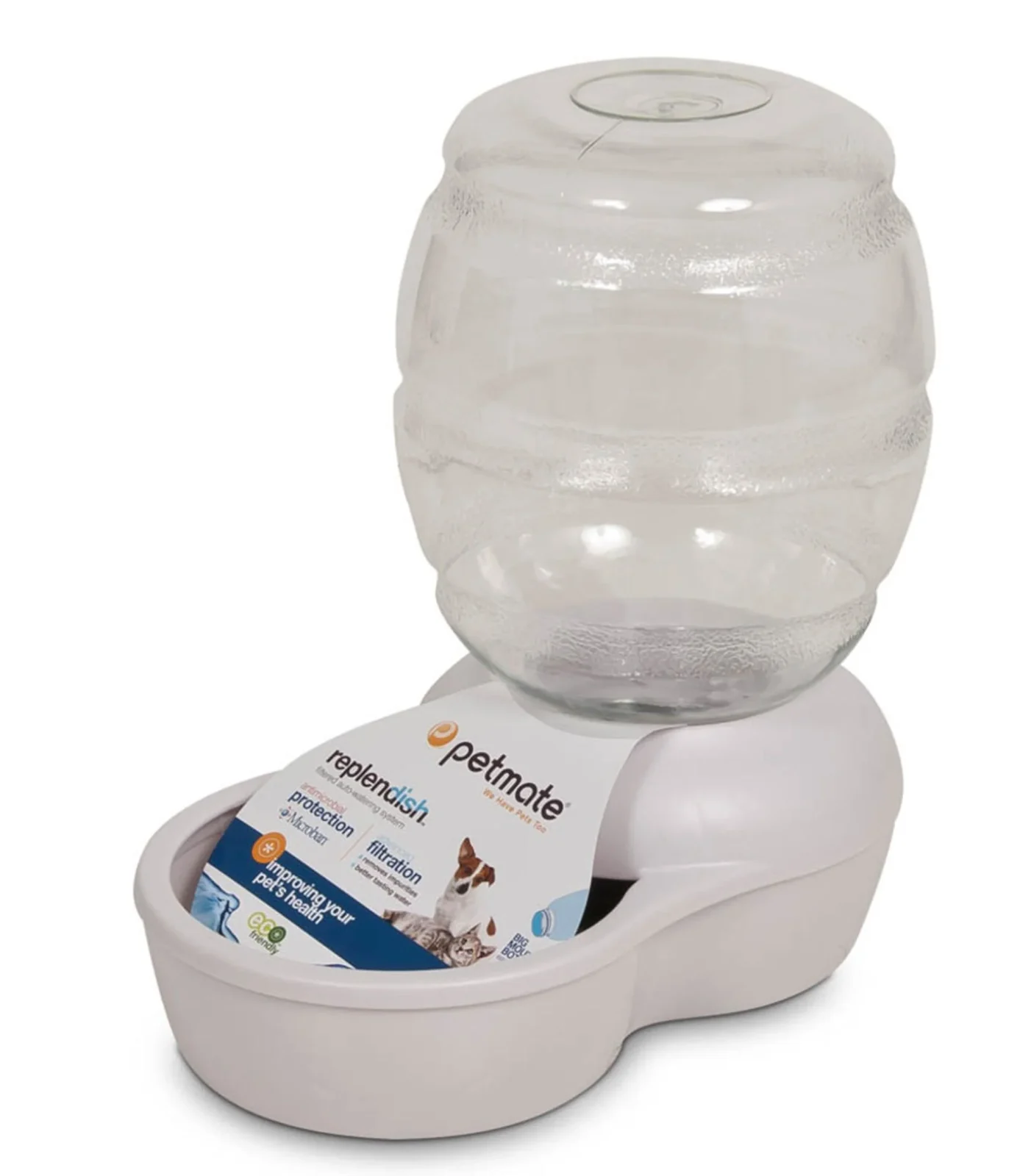 Petmate Replendish Water With Microban Mason Pearl Silver Gray 1gal