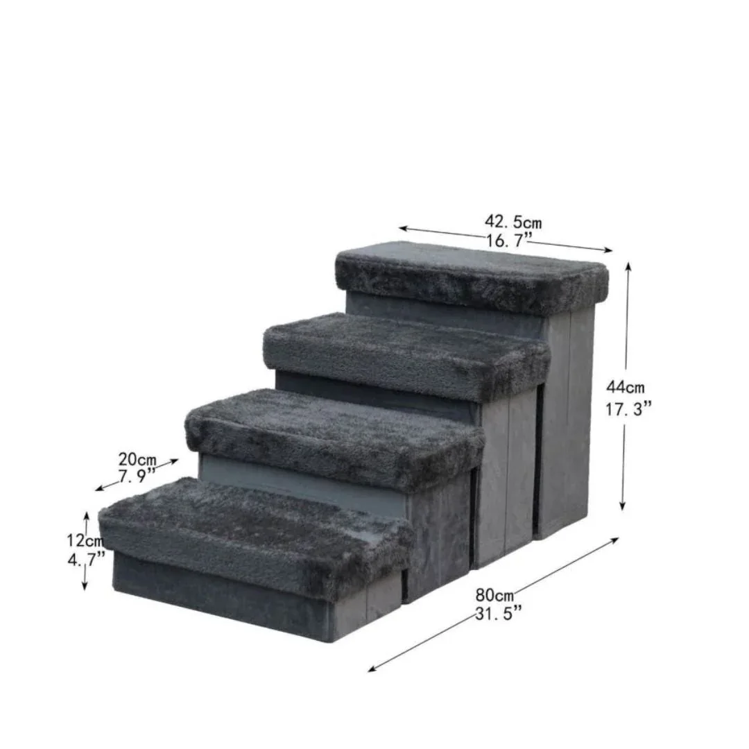PetPals 2-in-1 4-Level Pet Stairs, Charcoal, 17 In - Image 2