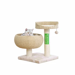 PetPals 23-in Paper Rope Hand Woven Condo & Perch Cat Tree, Natural