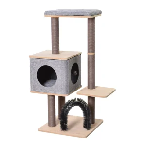 PetPals 42-in Elevate 3-Level Jute Activity Cat Tree, Beige