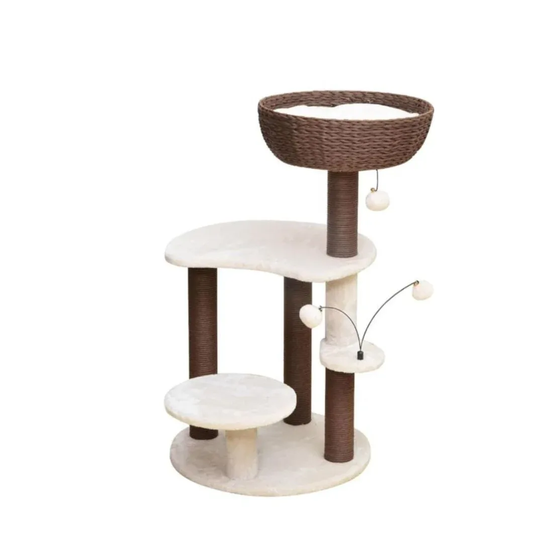 PetPals Quartz 5-Level Cat Tree Brown & Cream 35 in