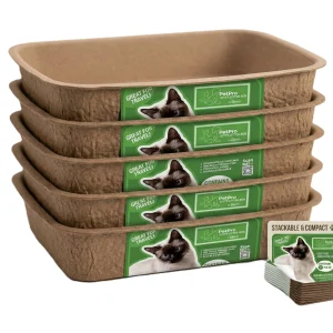 PetPro Small Disposable Molded Pulp Cat Litter Box, 5 Pack