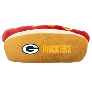 Pets First Green Bay Packers Plush Hot Dog Dog Toy