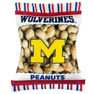 Pets First Michigan Wolverines Plush Peanut Bag Dog Toy