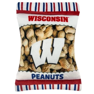 Pets First Wisconsin Badgers Plush Peanut Bag Dog Toy