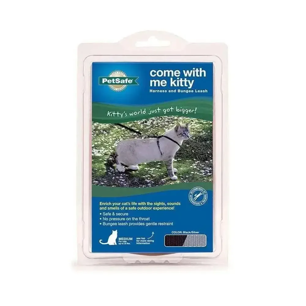 PetSafe® Come With Me Kitty™ Cat Harness & Bungee Leash Black Color Medium