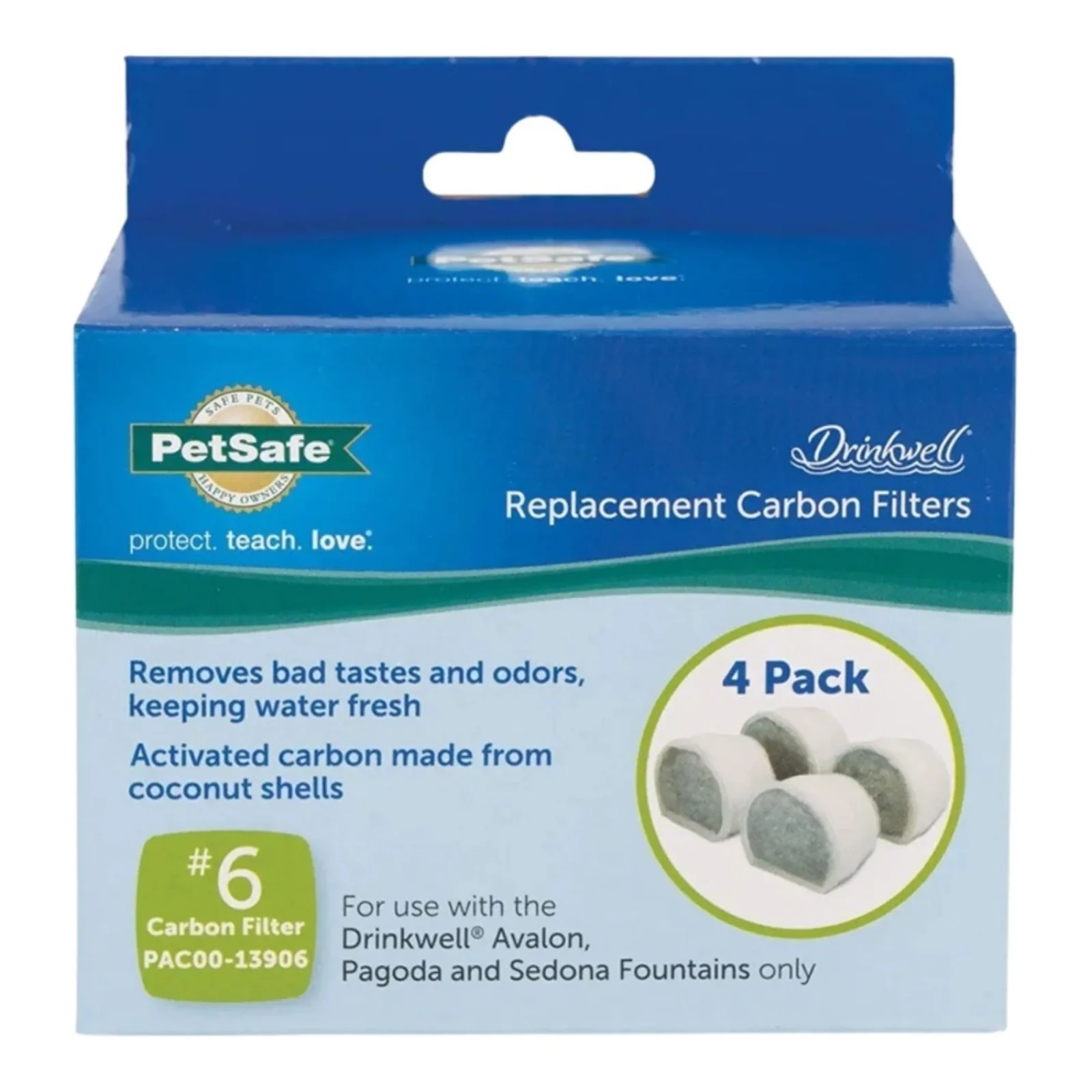 PetSafe Dog & Cat Drinkwell Replacement Carbon Filters Ceramic Fountains, 4-Count