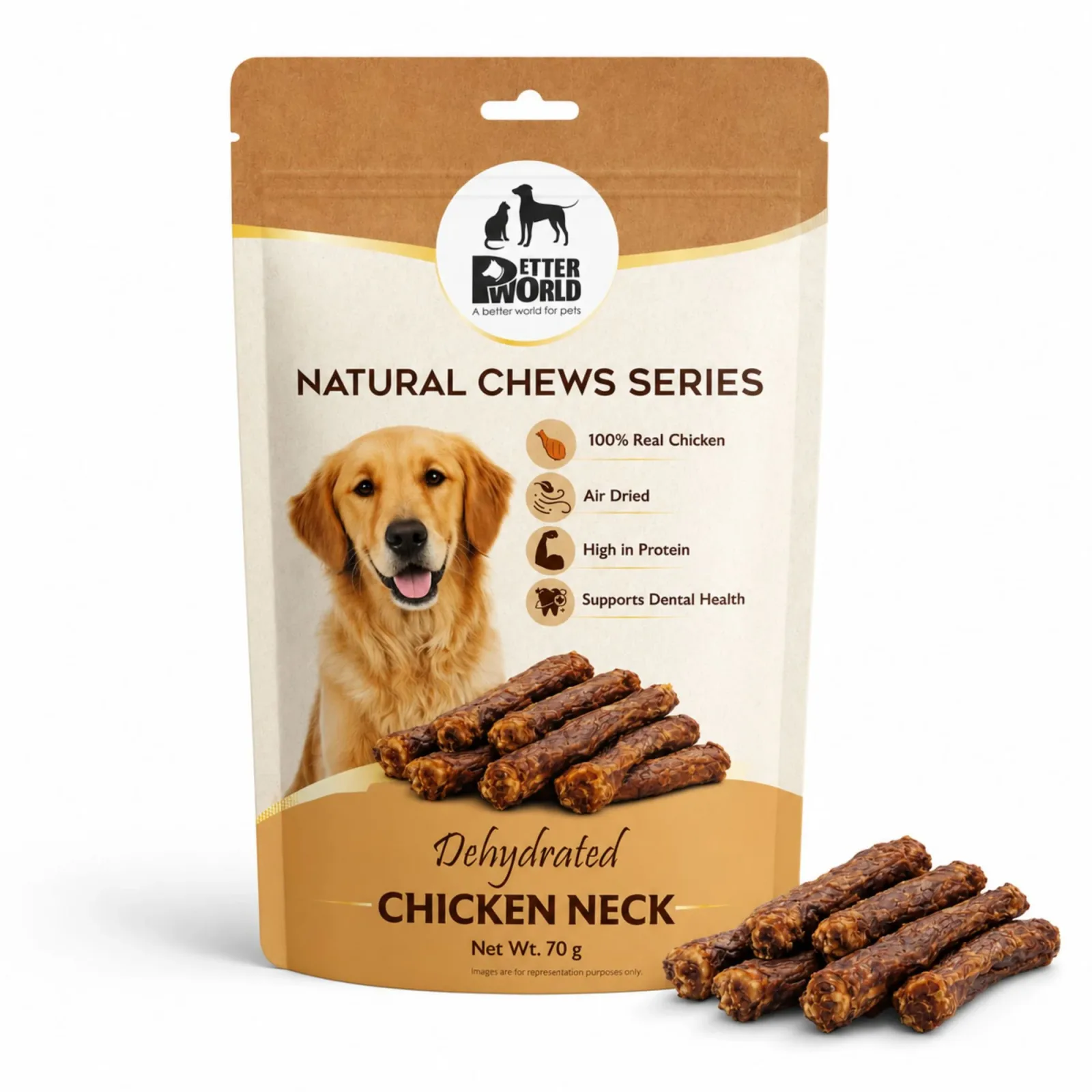 Petter World Dehydrated Chicken Neck Natural Chew Dog Treats