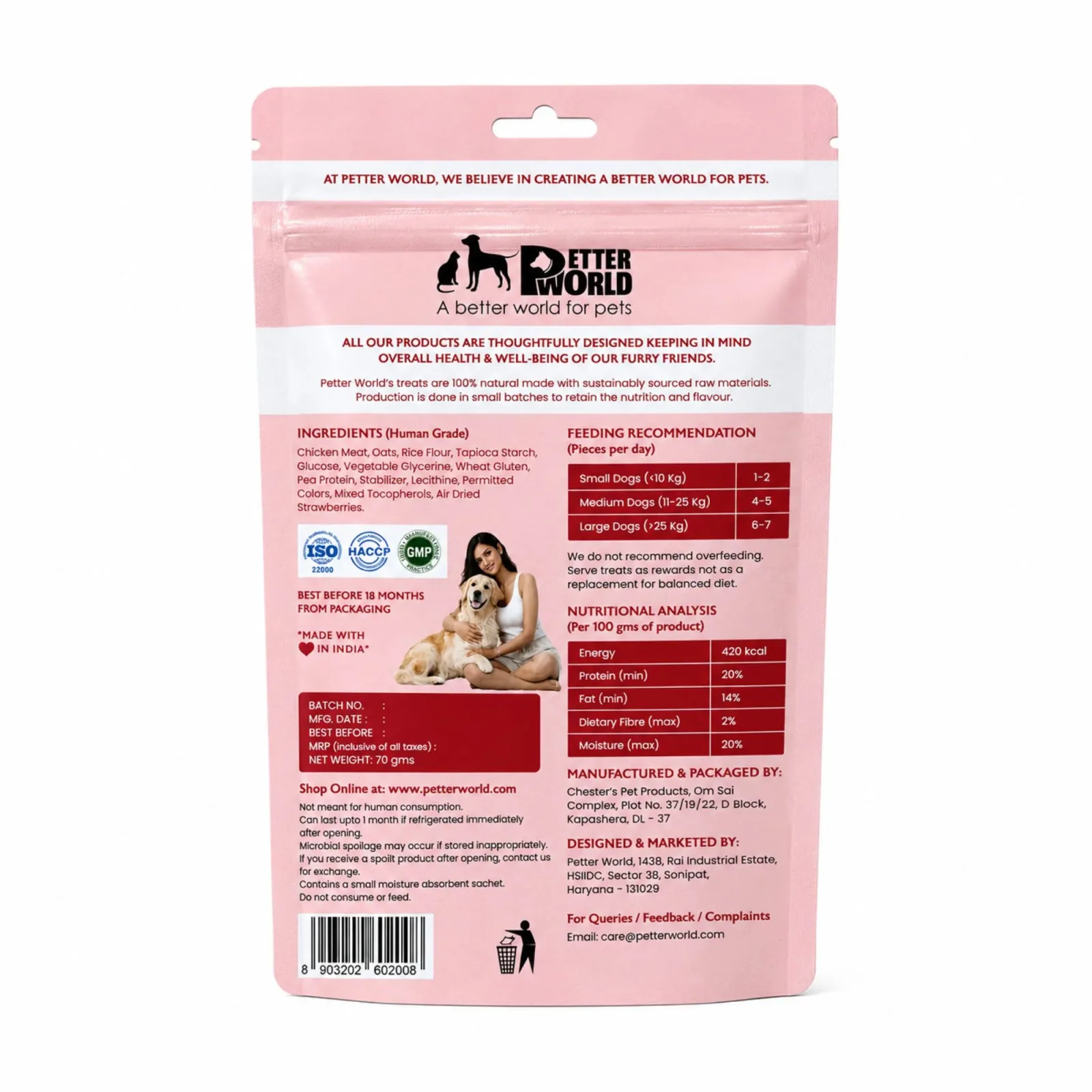 Petter World Strawberry & Chicken Sticks Gourmet Soft Dog Treats - Image 2