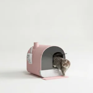 Pink Cat Litter Box With Lid With Scoop And Filter