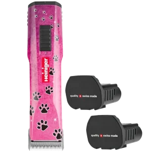 Pink Paws Saphir Cordless Clipper with Two Batteries by Heiniger